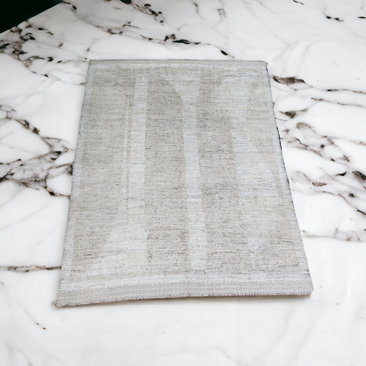 Moroccan Grey Pillars Rug – Handwoven Minimalist Design, Size 8.4x10.3