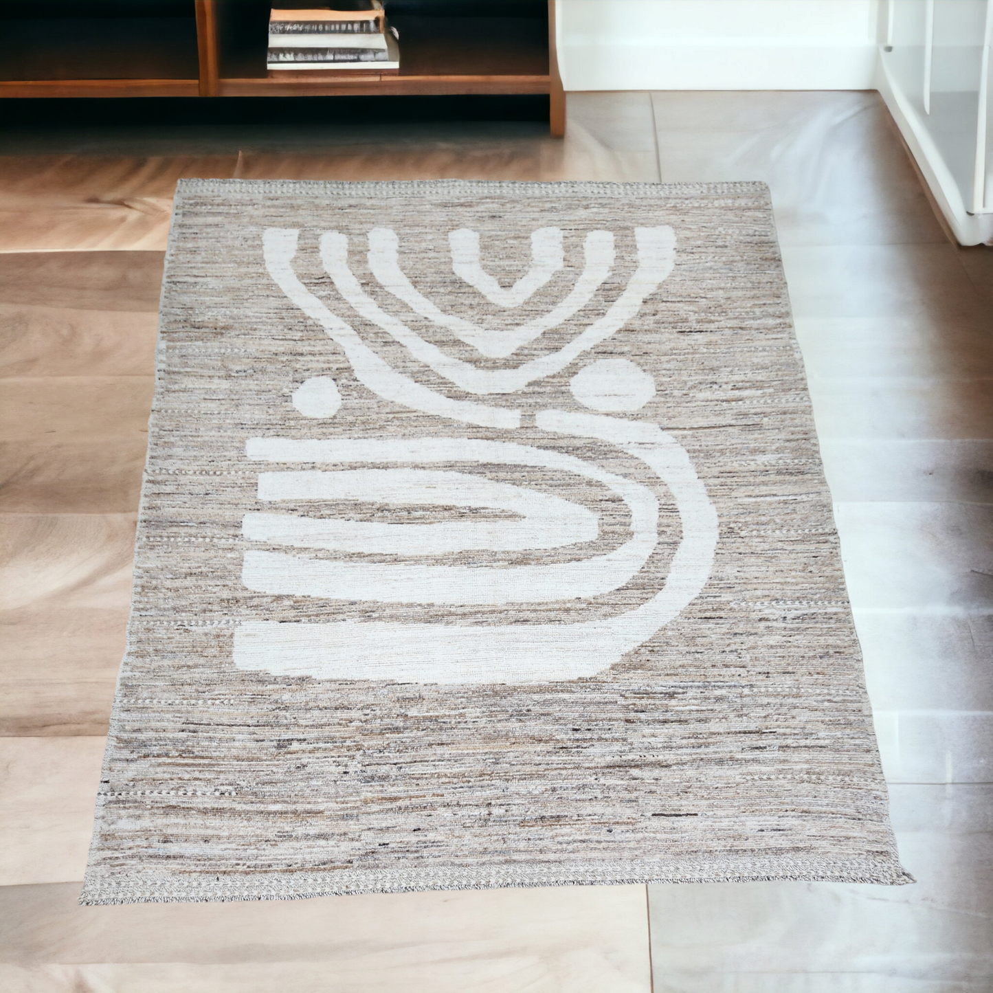 Moroccan Tribal Paint Rug – Handwoven Modern Design, Size 8x10