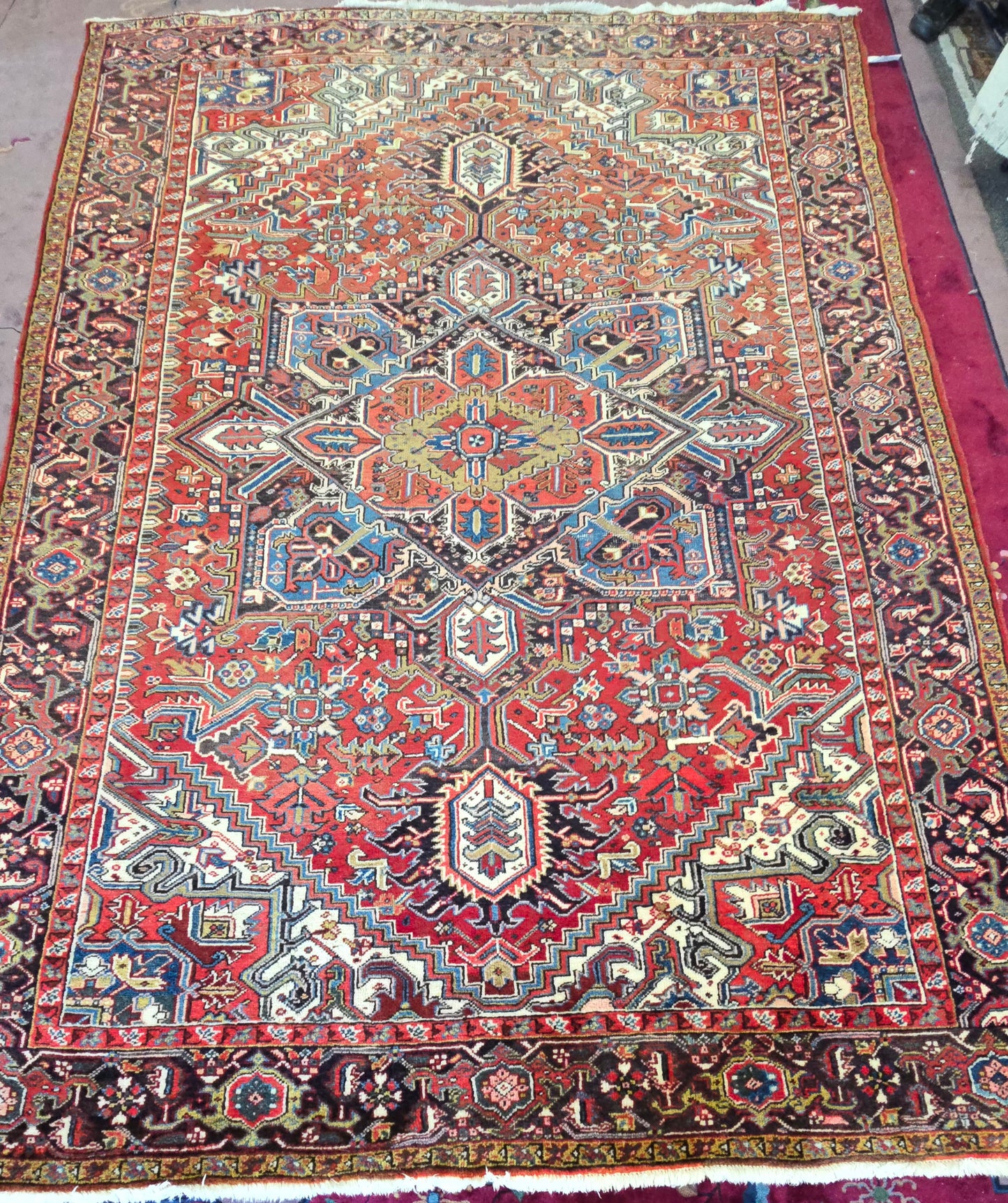 Antique Persian Heriz Rug Circa 1940s (#10503)