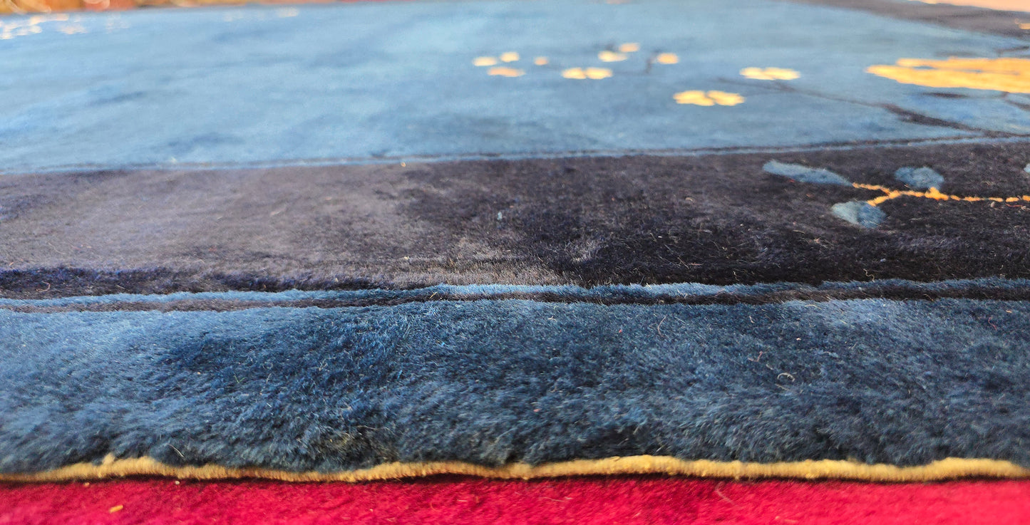 1920s Art Deco blue Nichols Chinese Rug 9x11.6