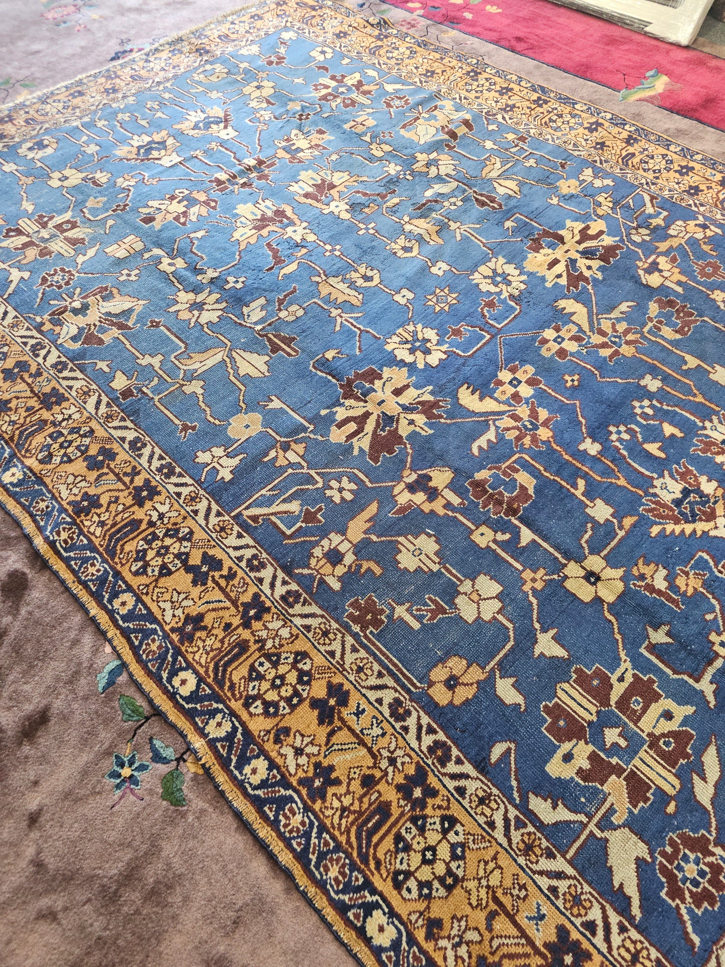 Antique Turkish Oushak Rug – Hand-Knotted Wool (Circa 1930) (#6112) – 7.2 x 10