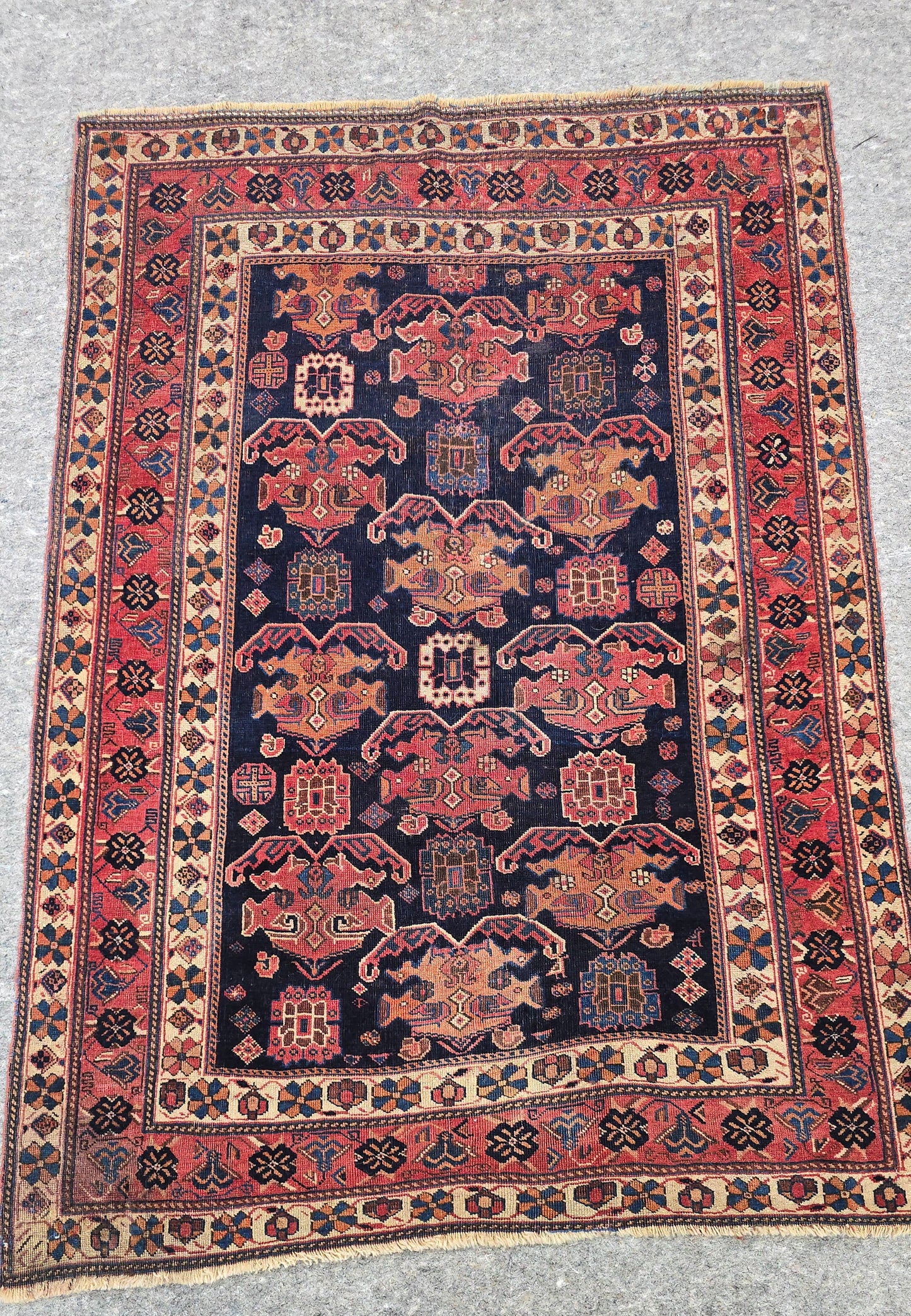 Antique Afshar Rug – Handwoven Tribal Persian Wool Carpet (4.1 x 5.10 ft) (27819)