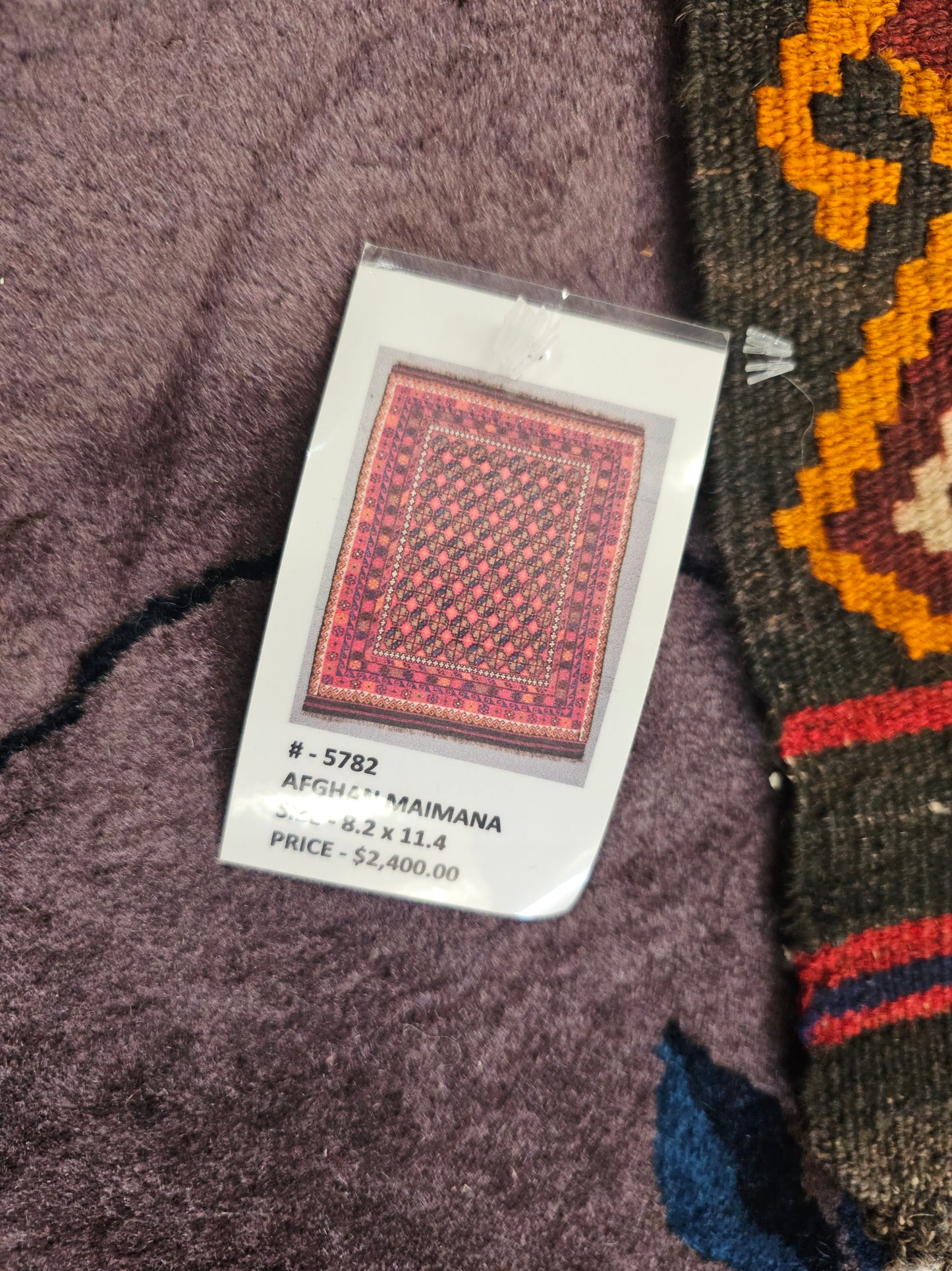 Large Afghan Maimana Kilim – Handwoven Wool Rug, 7.8x11 ft – Bold Tribal Diamond Design (#5782)