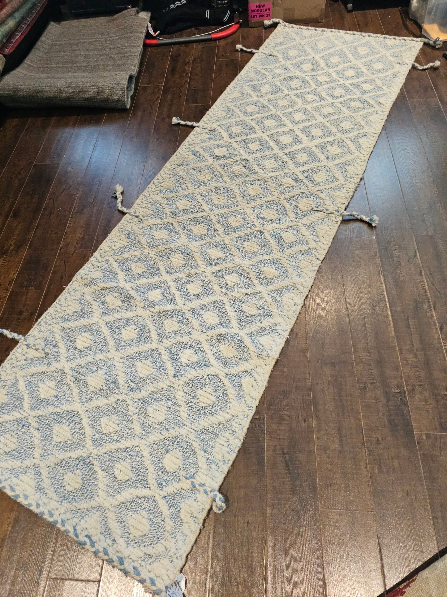 Handwoven Moroccan Blue Runner Rug – 2.5 x 8.1 ft
