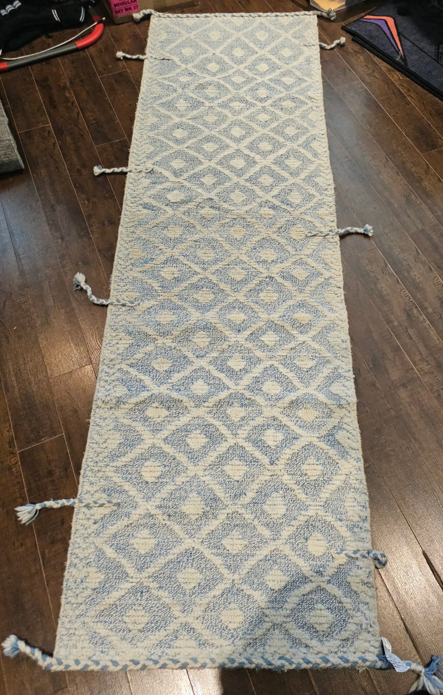 Handwoven Moroccan Blue Runner Rug – 2.5 x 8.1 ft