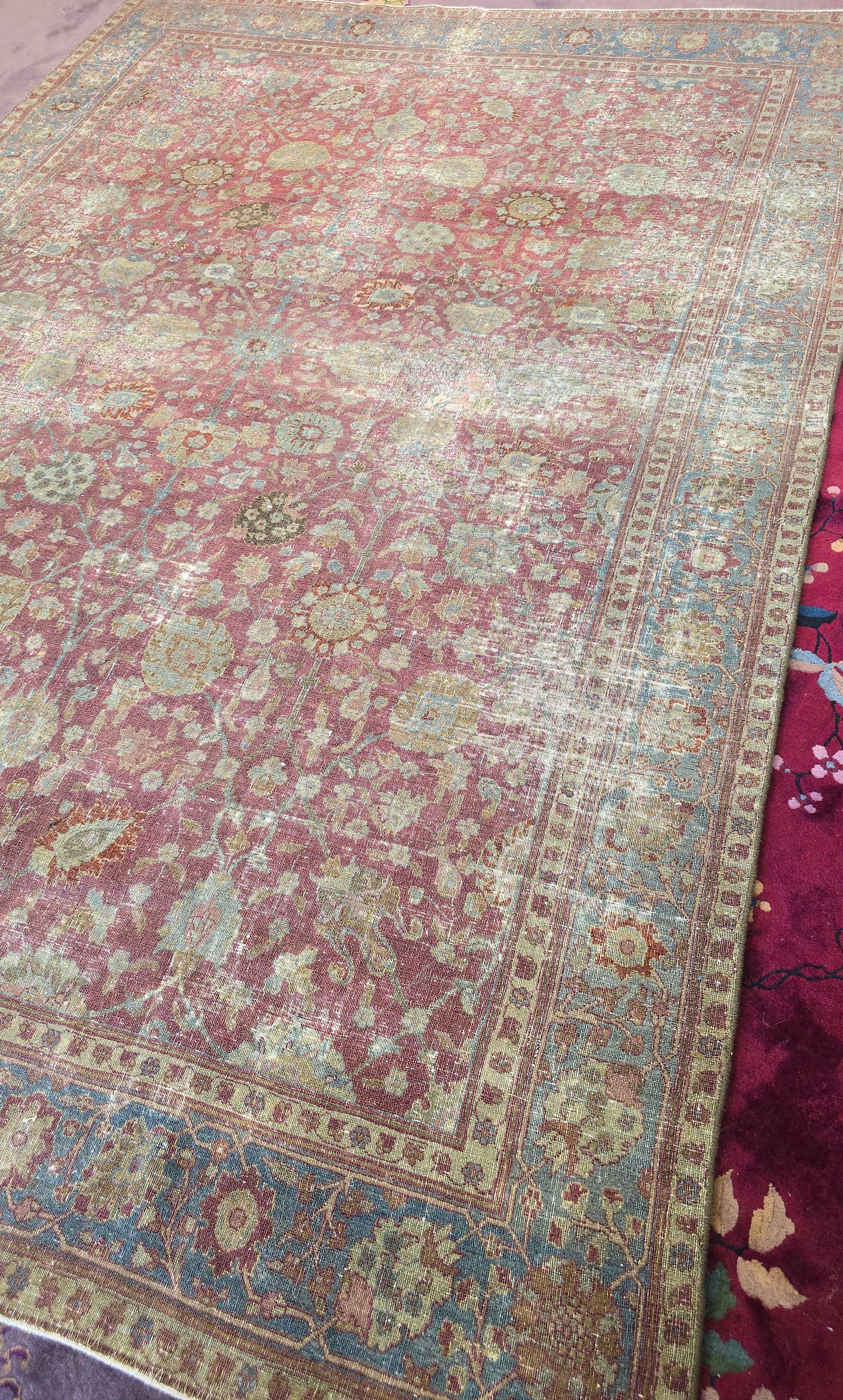Antique Persian Tabriz Rug – Hand-Knotted Floral Area Rug (7 x 10)