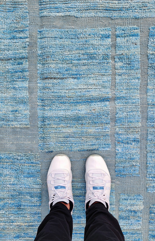 Legend Blue Moroccan Wool Rug – Handwoven 9x12 Artisan Statement Piece