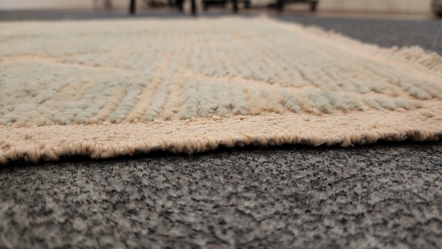 Teal Moroccan Wool Runner – Handwoven 2.7 x 8.6 Geometric Rug