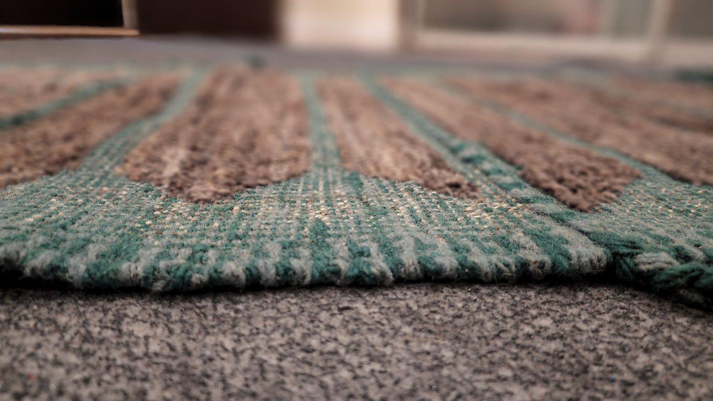 Dark Turquoise Moroccan Wool Runner – Handwoven 2.9 x 8 Tribal Design Rug