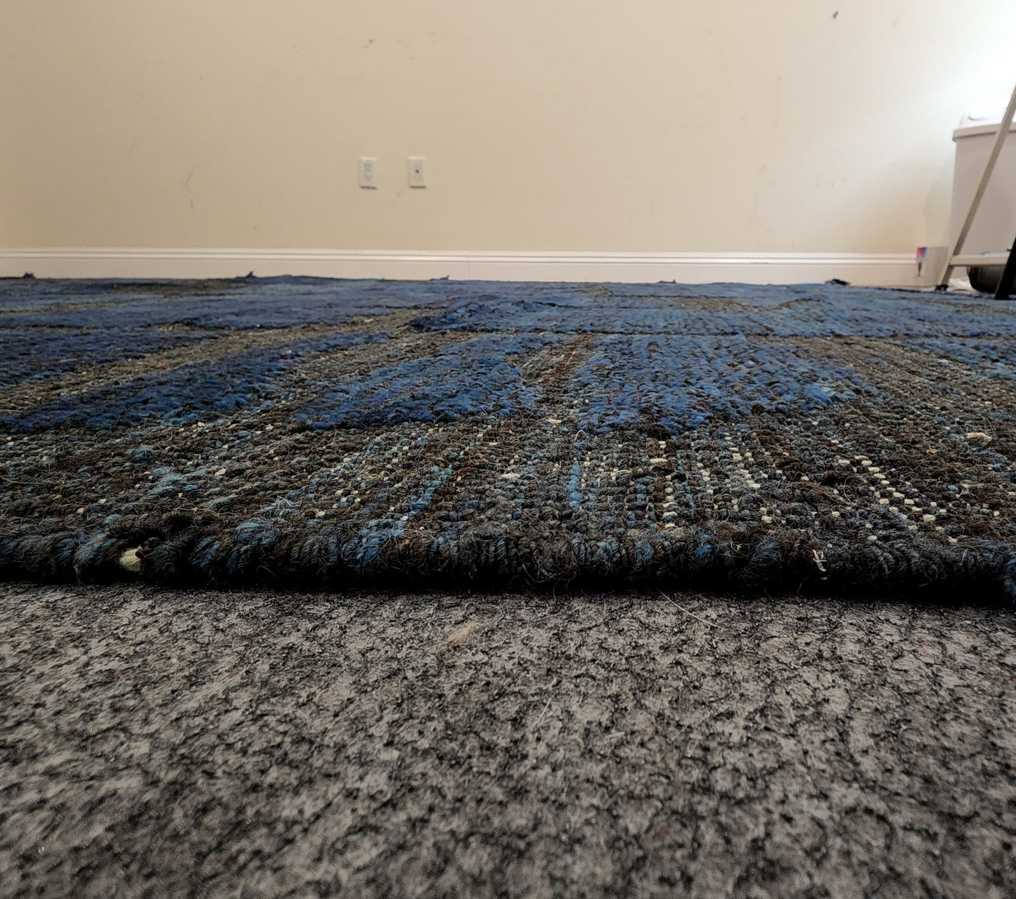 Blue and Black Moroccan Wool Rug – Handwoven 8.4 x 10 Modern Artisan Piece
