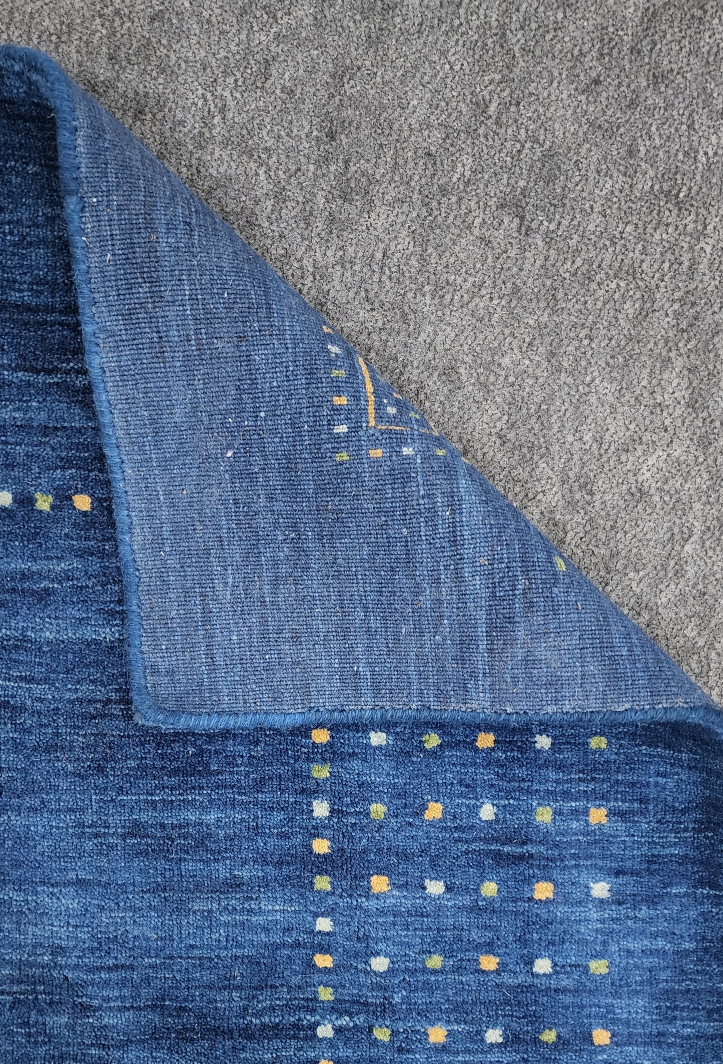 Handwoven Ocean Blue Gabbeh Rug – Minimalist Elegance (6 x 9)
