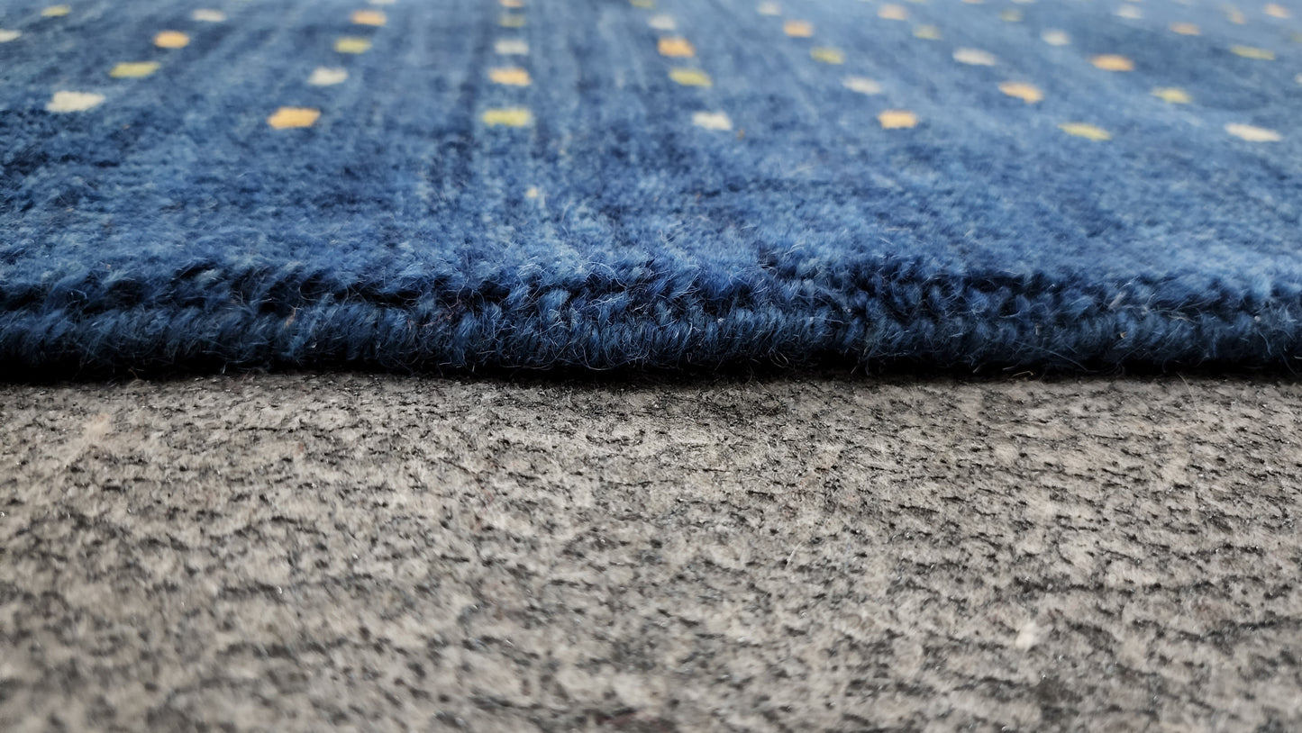 Handwoven Ocean Blue Gabbeh Rug – Minimalist Elegance (6 x 9)