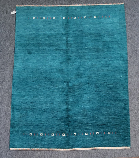 Handwoven Turquoise Gabbeh Modern Rug – Minimalist Elegance (6 x 9)