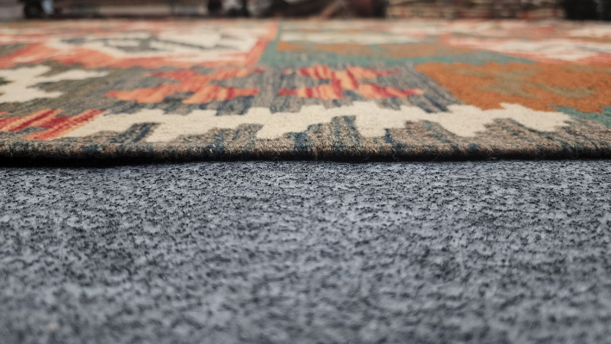 Handwoven Afghan Kilim – Vibrant Geometric Design (6.6 x 9.10) (#0223)