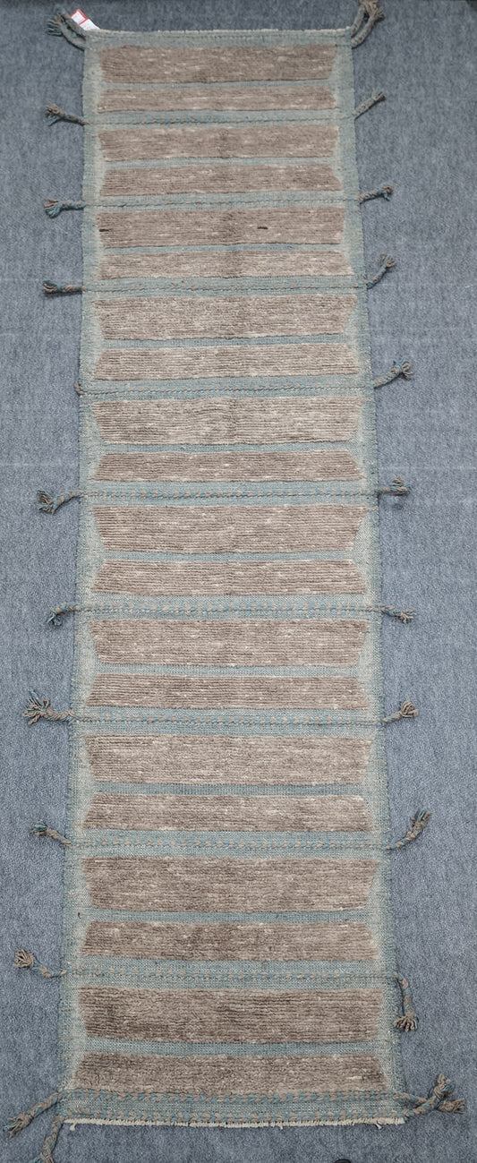 One-of-a-Kind Moroccan Runner – 2.7 x 10.4 | Handwoven Earthy Tones with Subtle Blue Accents (#268-9841)