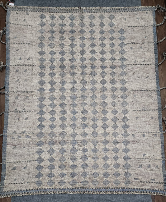 Handwoven Moroccan Wool Rug – Diamond Pattern 6 x 8 Neutral Tones (#9831-126)