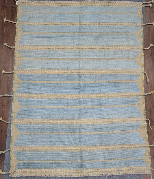"Golden State Warriors Moroccan Wool Rug – Handwoven 5 x 7 Artisan Piece" (#276-9845)
