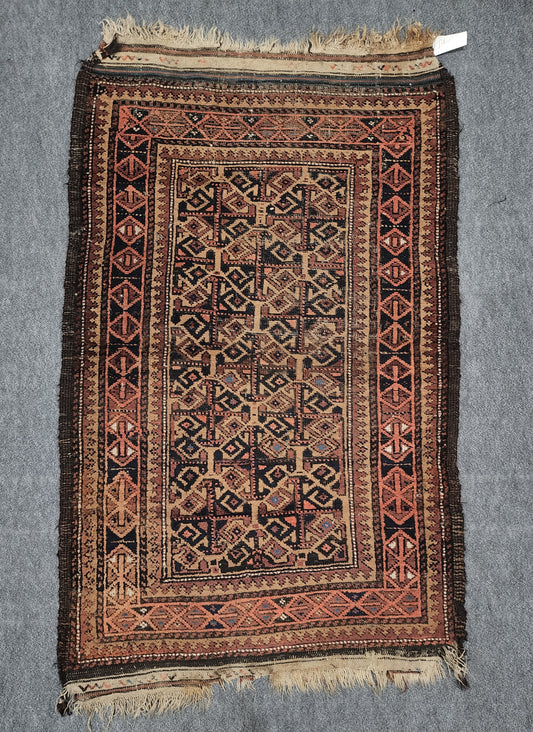 Antique Persian Baluch Rug – Hand-Knotted Wool (3 x 5 feet)