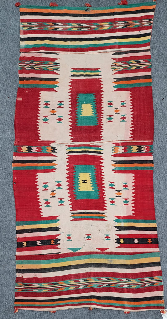 Tunisian Handwoven Runner Rug – Vibrant Tribal Design, Size 3.2x7.6