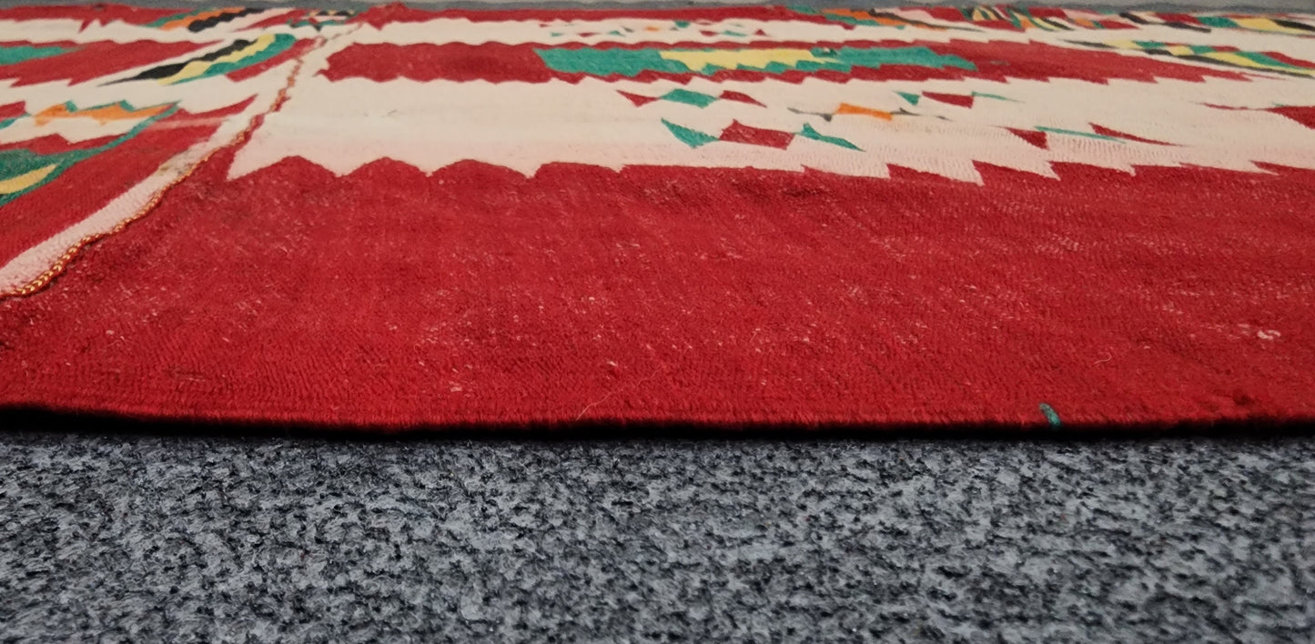 Tunisian Handwoven Runner Rug – Vibrant Tribal Design, Size 3.2x7.6