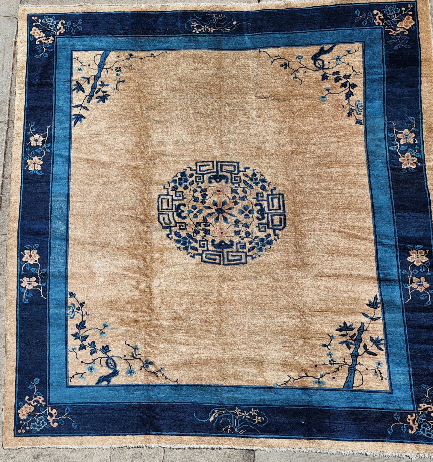 Chinese Beige Peking Rug Circa 1900s