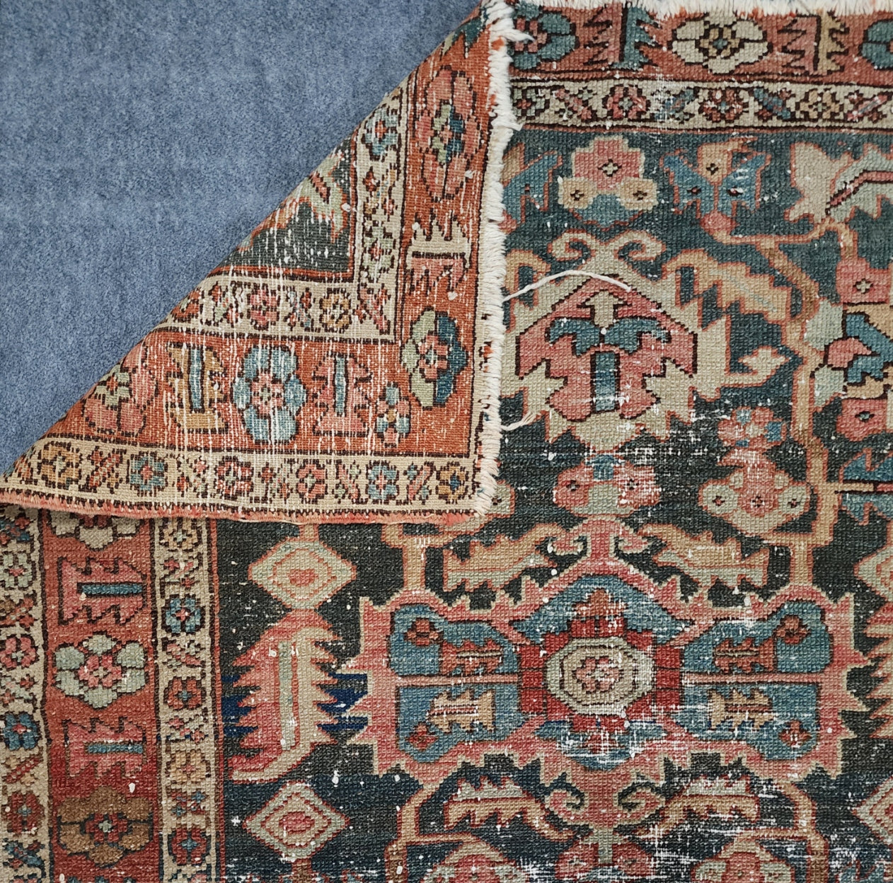 Antique Persian Karaja Rug – Handwoven Wool (Early 20th Century) | 3'7" x 4'1"
