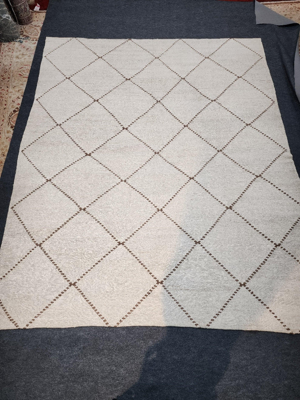 Neutral White Moroccan Style Afghan New Kelim