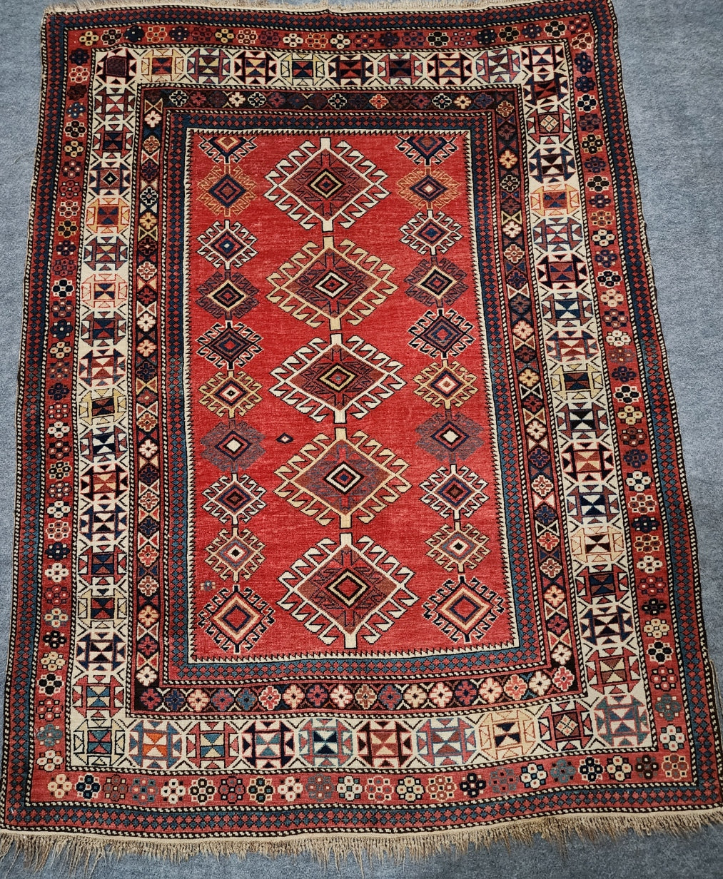 19th Century Antique Shirvan Rug – Mint Condition Collector’s Piece (4.3 x 5.7 ft)