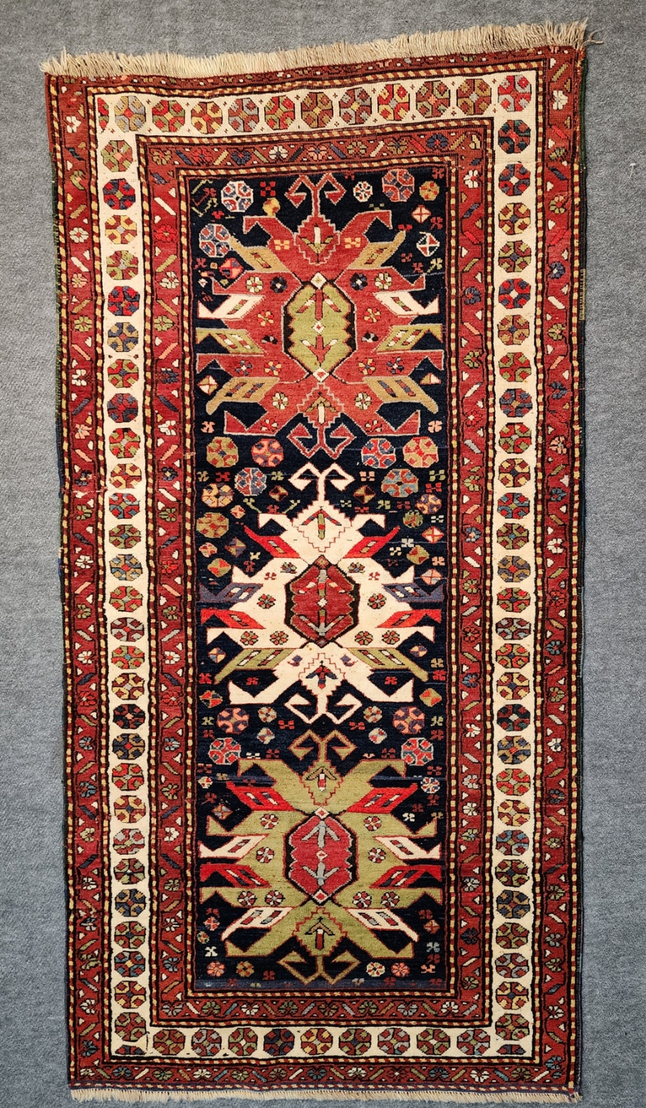 Antique Caucasian Karabagh Runner – Handwoven Wool Rug (Circa 1900, 3.7 x 7 ft)