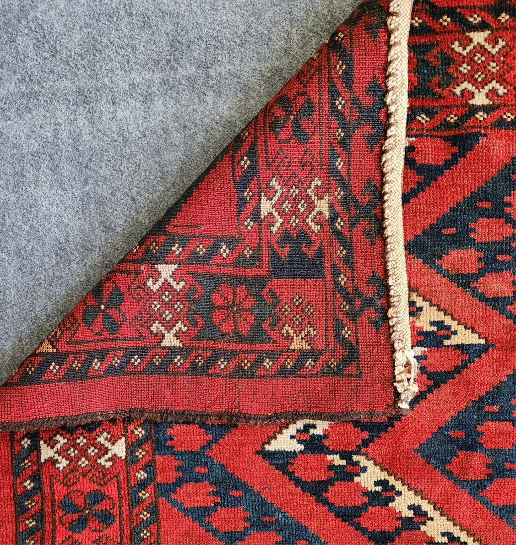 19th Century Bashir Chuval – Antique Turkmen Tribal Rug (4.2 x 6.9 ft)