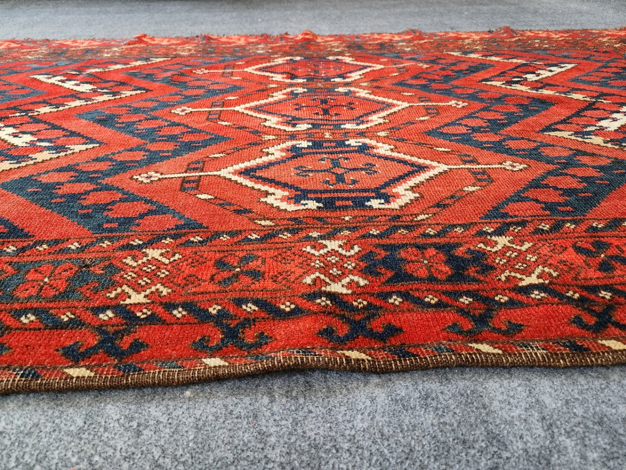 19th Century Bashir Chuval – Antique Turkmen Tribal Rug (4.2 x 6.9 ft)