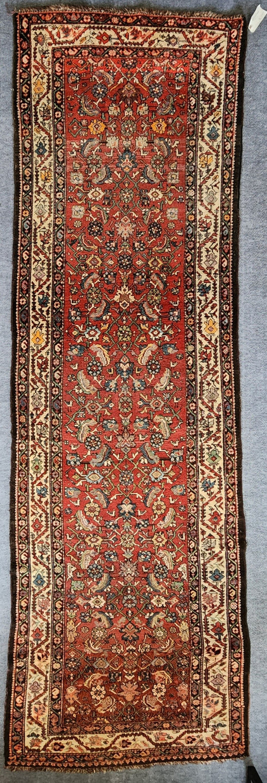 Antique Kurdish Runner – Handwoven Persian Wool Rug (Circa 1900s, 3.4 x 11 ft)