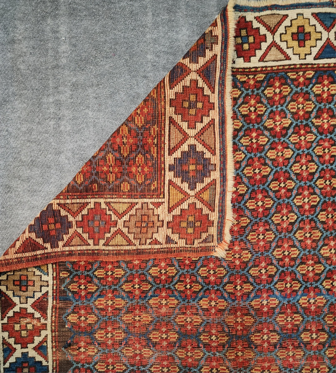 19th Century Caucasian Kazak Runner – Handwoven Tribal Wool Rug (4.2 x 9.3 ft)