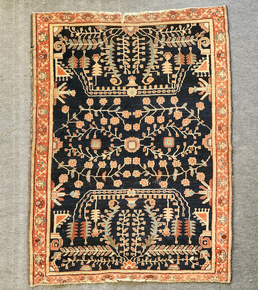 Antique Malayer Sarouk Rug – Handwoven Wool (Late 19th/Early 20th Century) | 3'4" x 4'7"