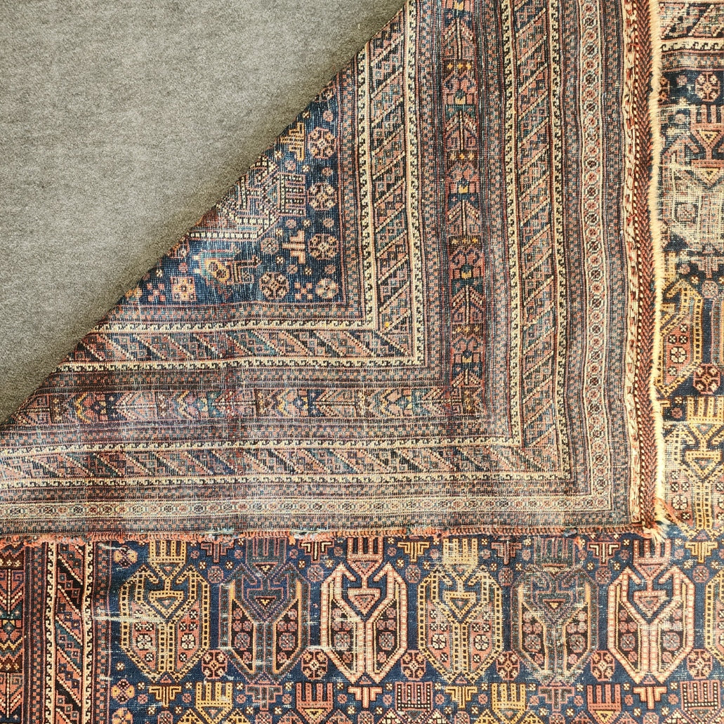 Antique Afshar Main Carpet – Handwoven Wool (19th Century) | 6'8" x 12'5"