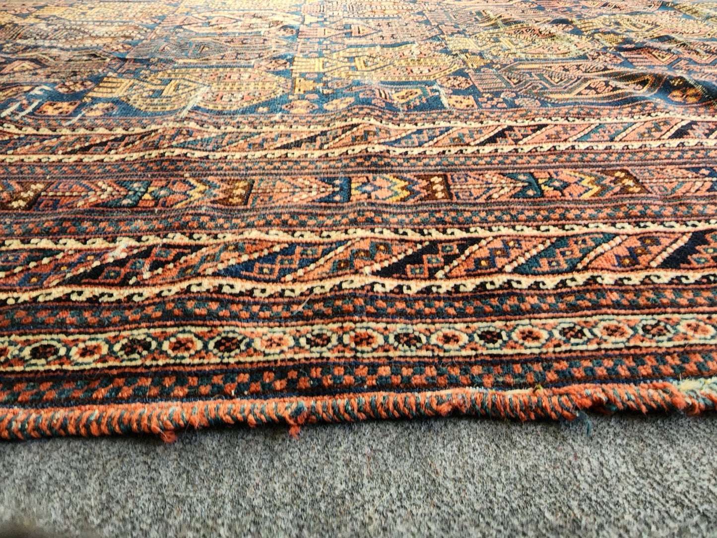 Antique Afshar Main Carpet – Handwoven Wool (19th Century) | 6'8" x 12'5"