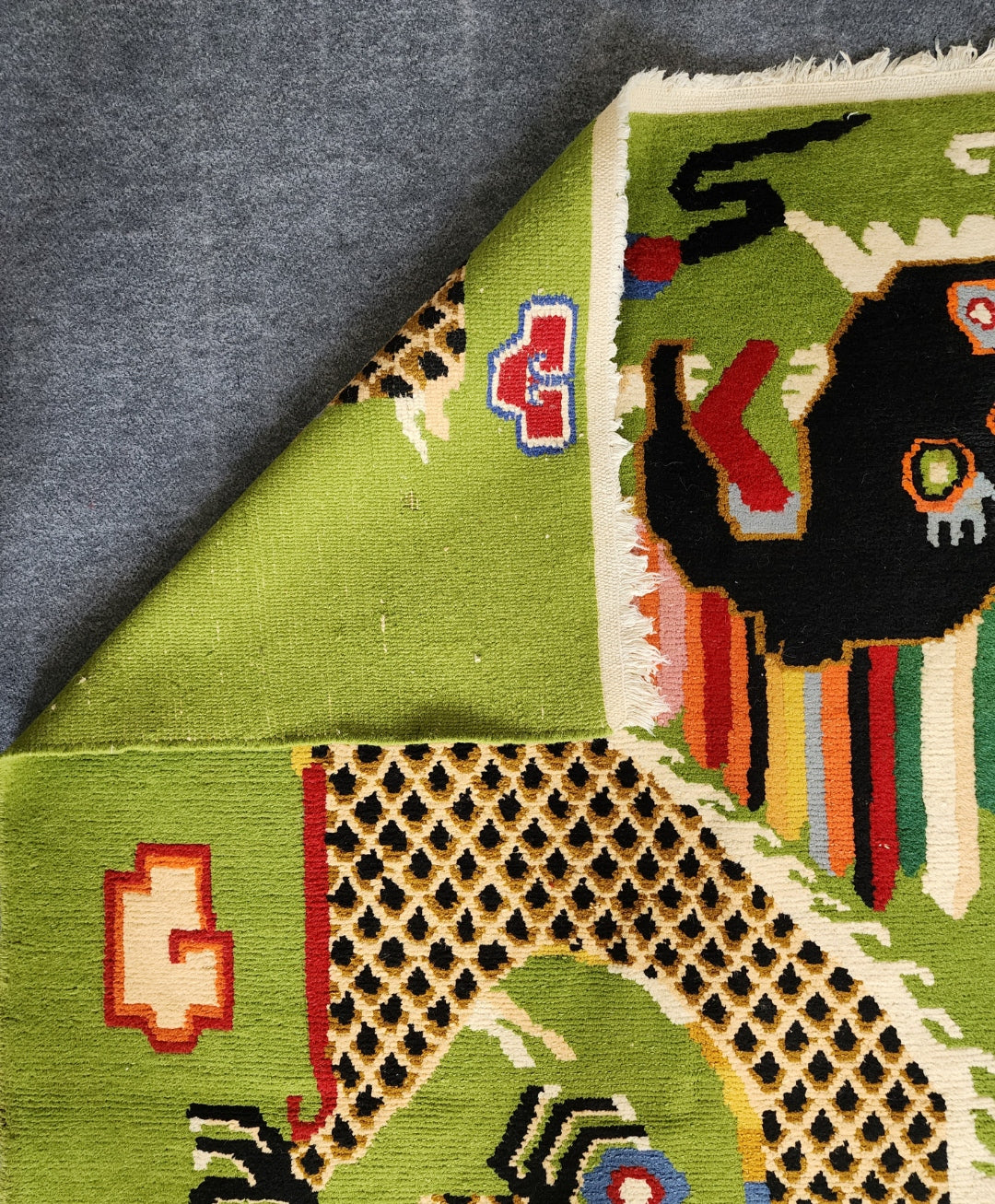 Green Dragon Tibetan Vintage Rug