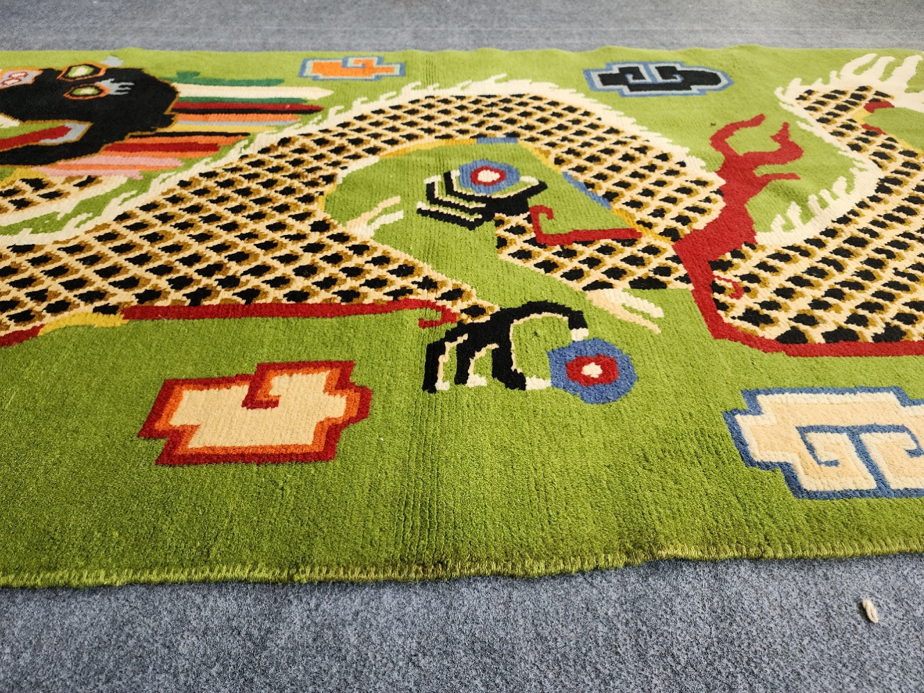 Green Dragon Tibetan Vintage Rug