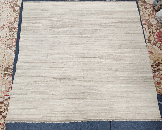 Natural Color Handmade Afghan Flatweave Kilim (6.6 x 6.8)