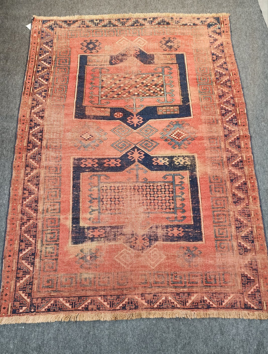 Antique Karabagh Rug – Handwoven Caucasian Wool Carpet (5.3 x 7.7 ft)