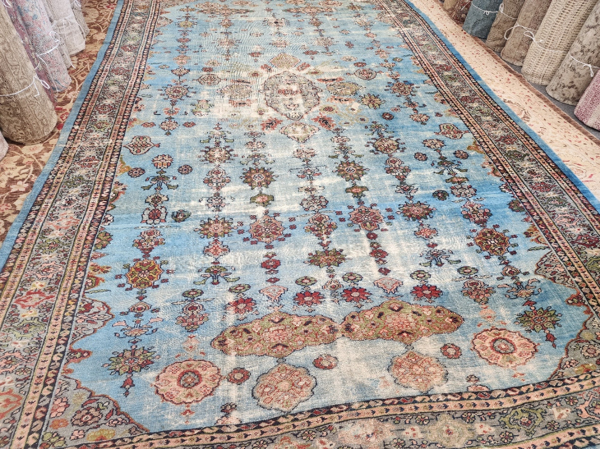 Antique Rare Blue Sultanabad Rug – Circa 1920s (9.6 x 15 feet)