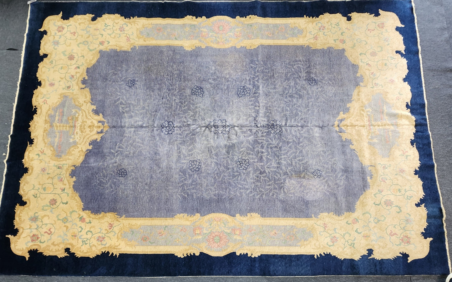 Antique Chinese Fette Rug | Handwoven Wool Art Deco Carpet | Circa 1920s-1930s (9 x 12) (#5996)