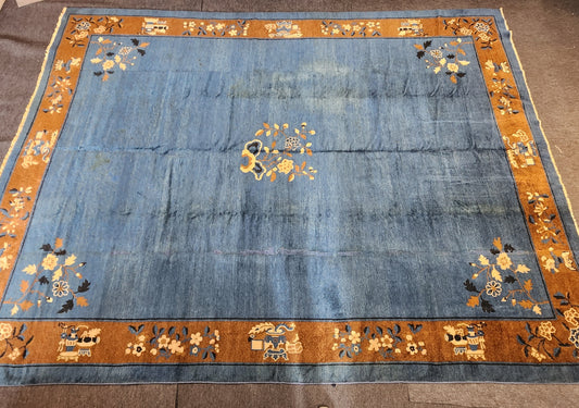 Antique Chinese Peking Rug | Handwoven Wool Carpet | Circa Early 20th Century (9 x 12) (#5989)