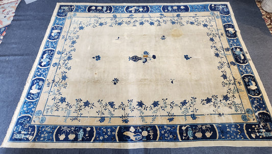 Antique Chinese Peking Rug | Handwoven Wool Carpet | Circa Early 20th Century (9 x 12) (#5981)