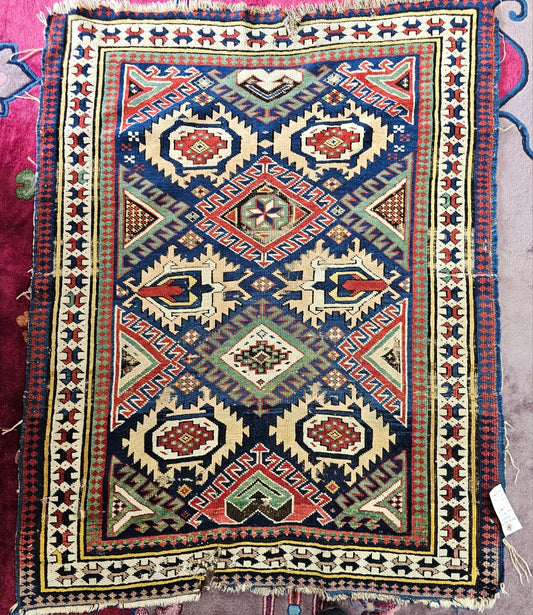Antique Derbend Rug – Circa Late 19th Century | 3.5 x 4.4 ft Handwoven Caucasian Carpet (#26132)