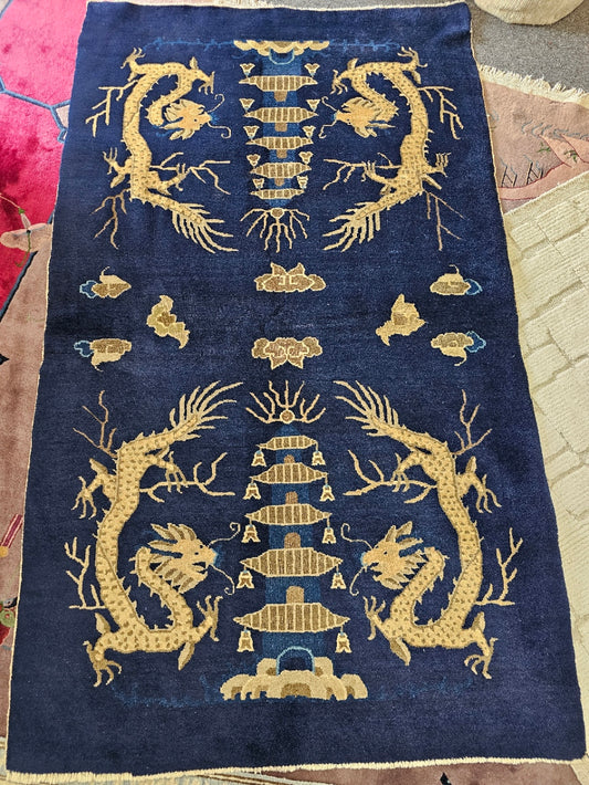 Antique Chinese Peking Rug – Hand-Knotted Wool (Circa Early 20th Century) (#5989) – 9 x 12