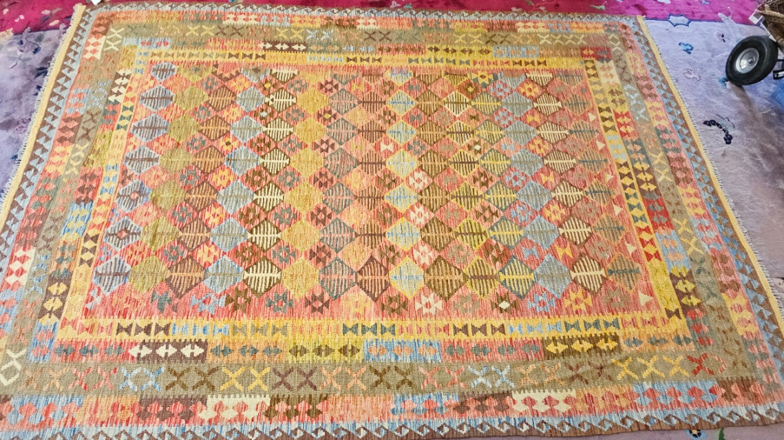 #5804 Afghan Maimana Colorful Kelim