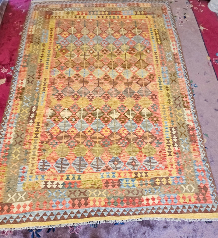 #5804 Afghan Maimana Colorful Kelim