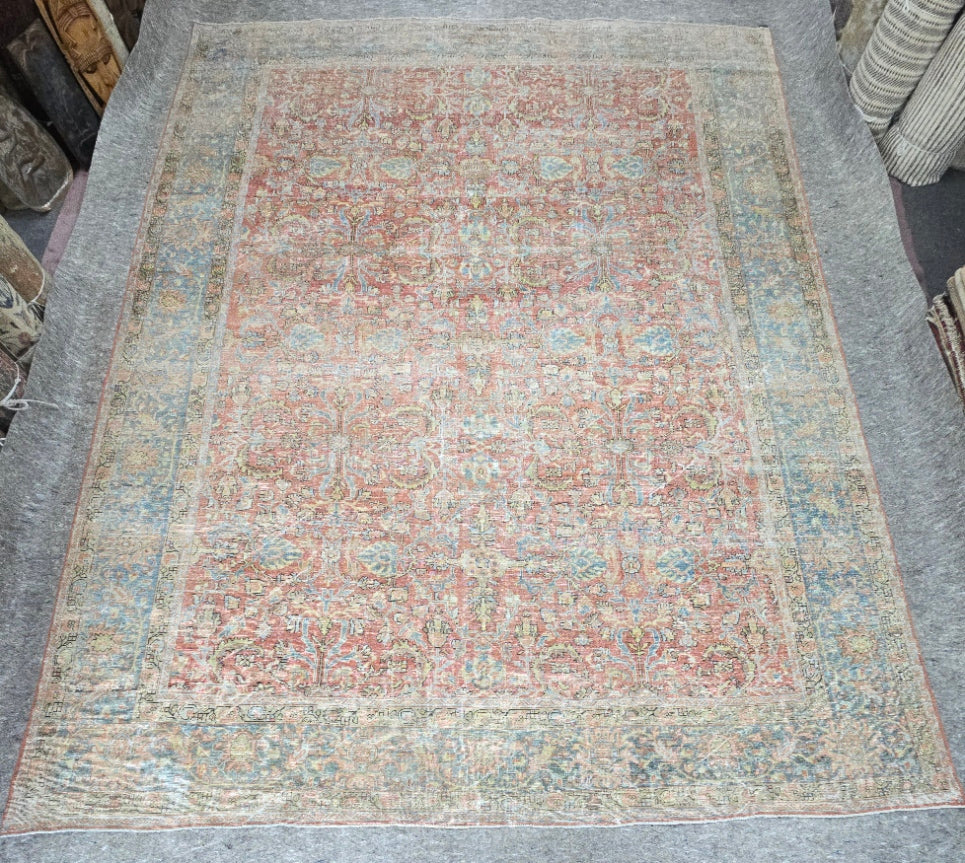 Antique Persian Mahal Rug – Hand-Knotted Wool (Circa 1920)  – 10.3 x 13.6