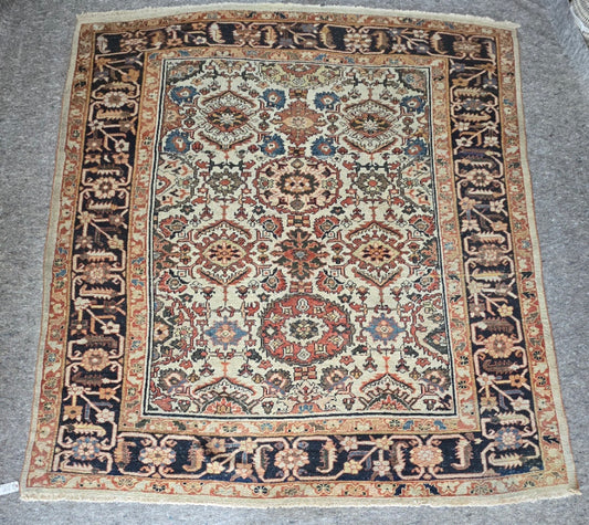 Antique Ziegler Sultanabad Persian Rug – Rare Square Handwoven Collector’s Piece (Circa 1920) | 8'9" x 9'